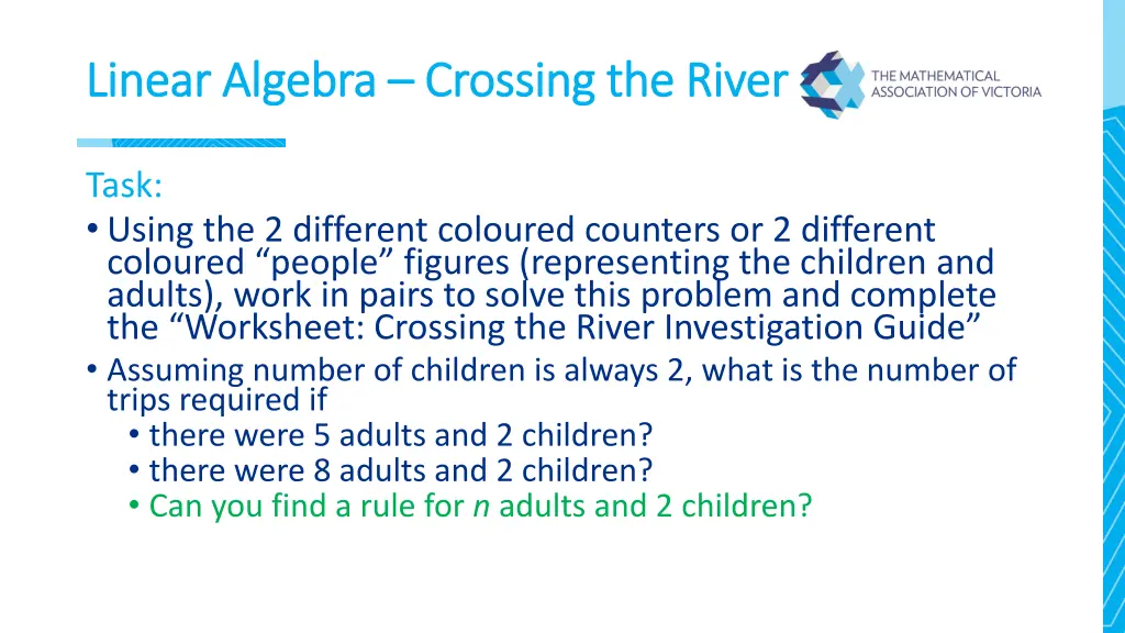 linear algebra linear algebra crossing the river 1