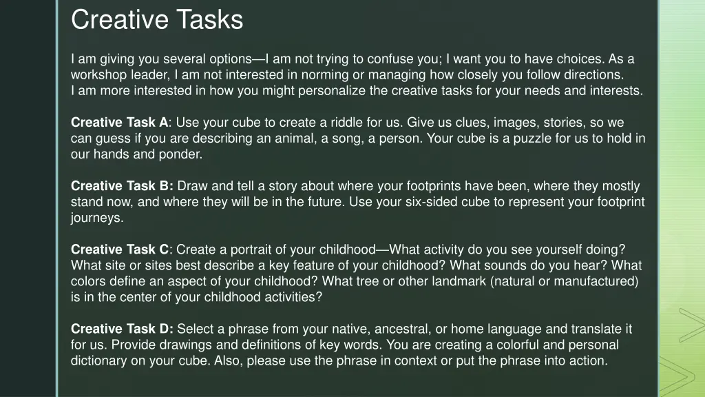 creative tasks