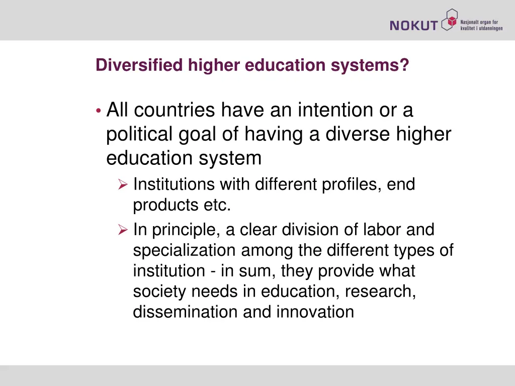 diversified higher education systems