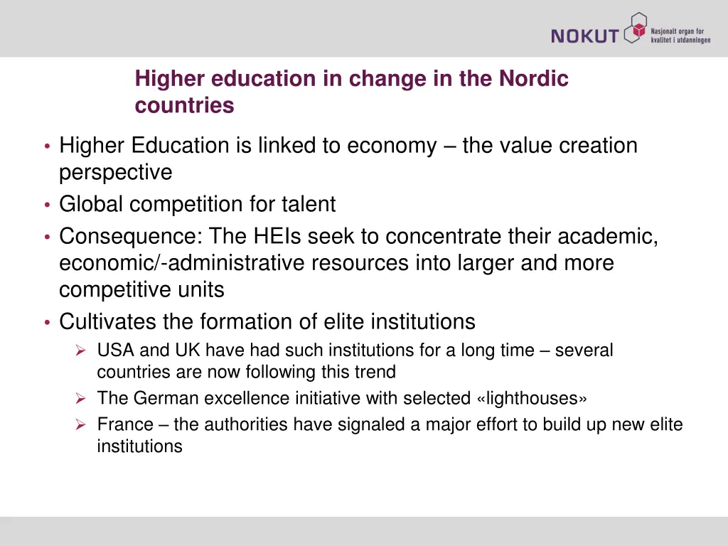 higher education in change in the nordic countries