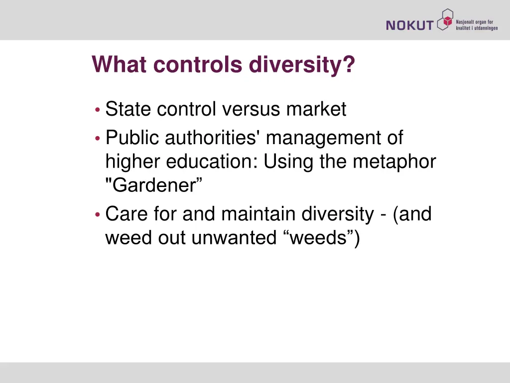 what controls diversity