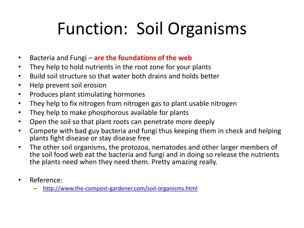 function soil organisms