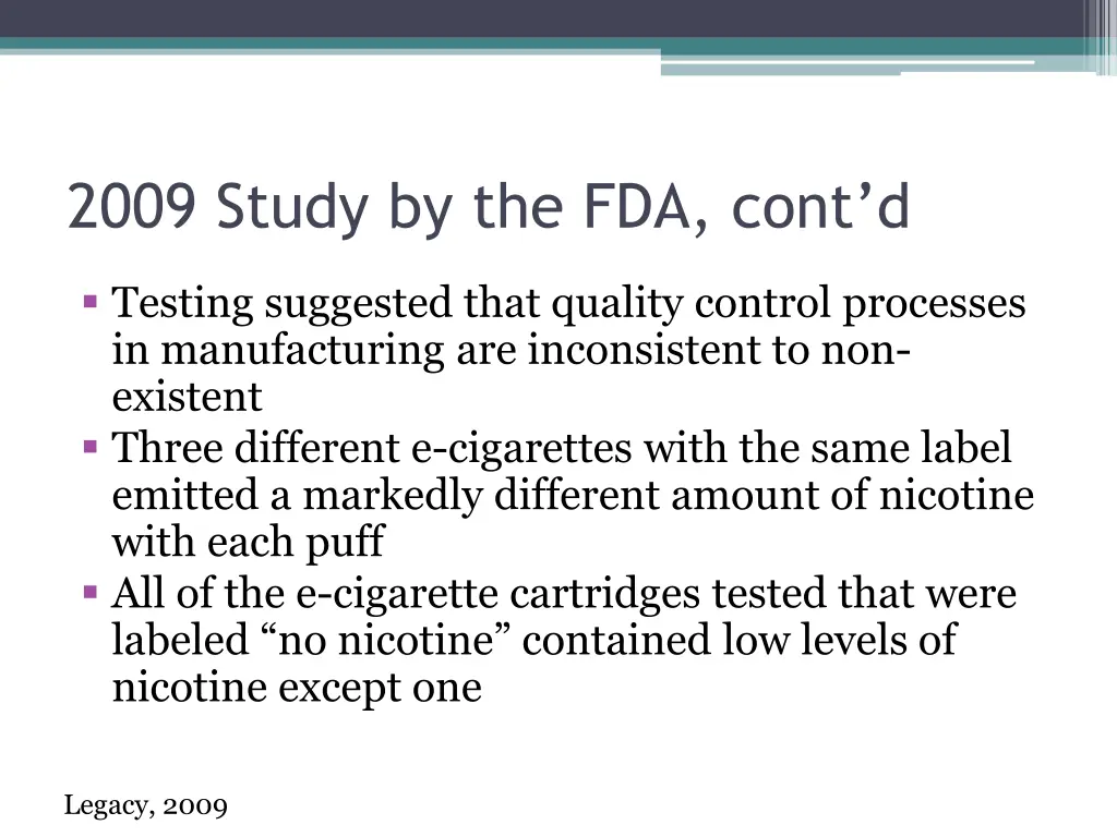 2009 study by the fda cont d