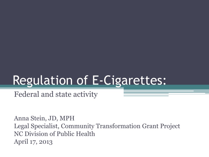 regulation of e cigarettes federal and state