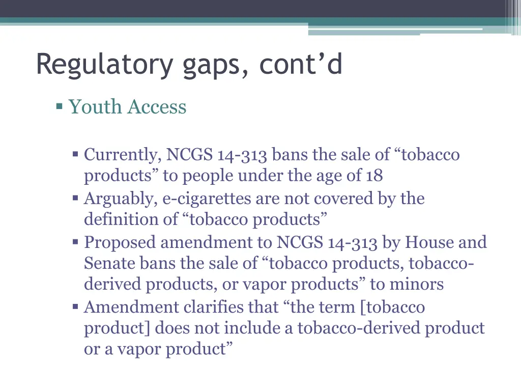 regulatory gaps cont d 1