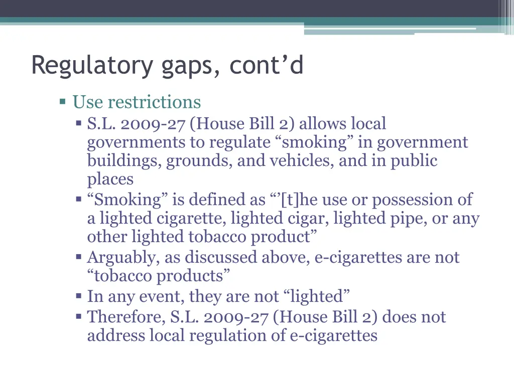 regulatory gaps cont d 2