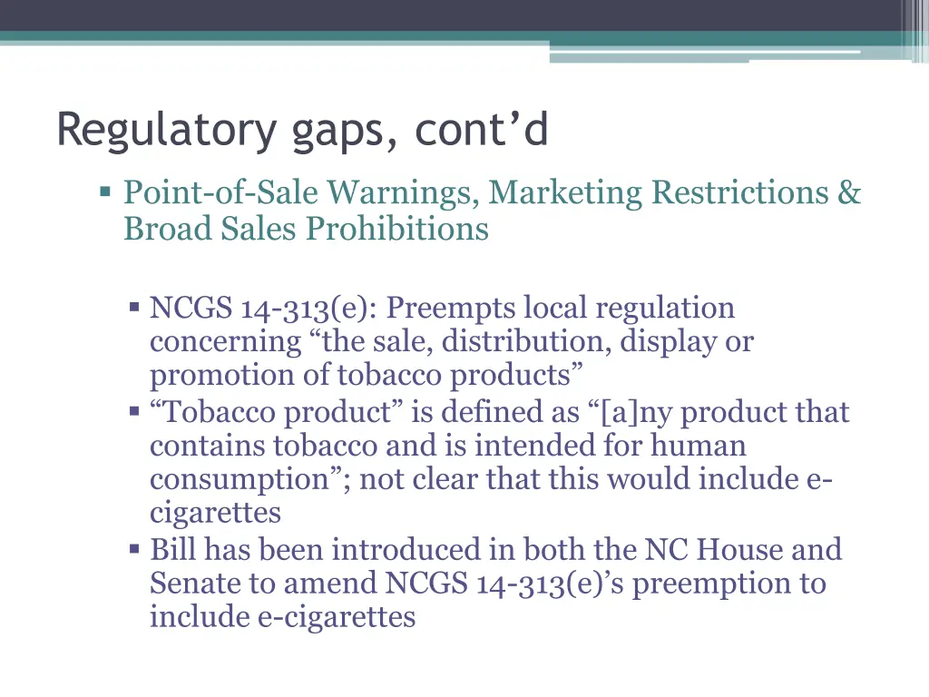 regulatory gaps cont d