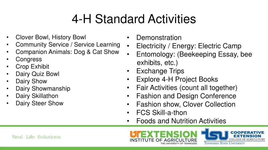 4 h standard activities 1