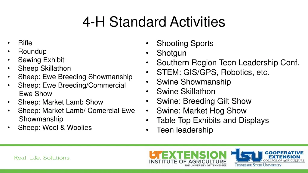 4 h standard activities 4