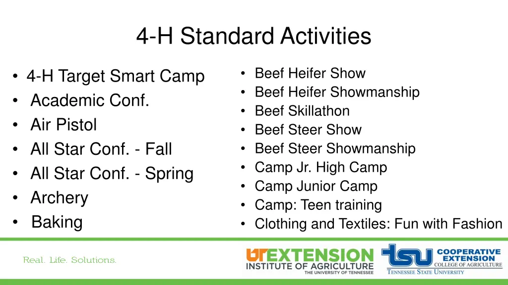 4 h standard activities