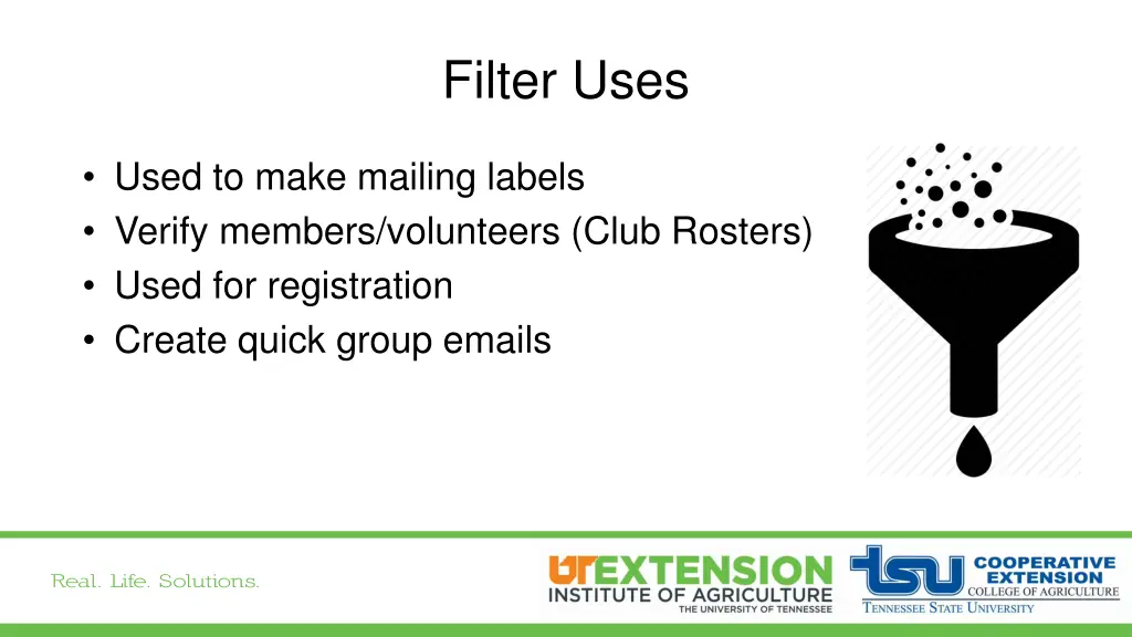 filter uses