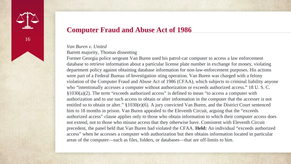 computer fraud and abuse act of 1986