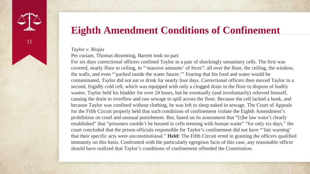 eighth amendment conditions of confinement