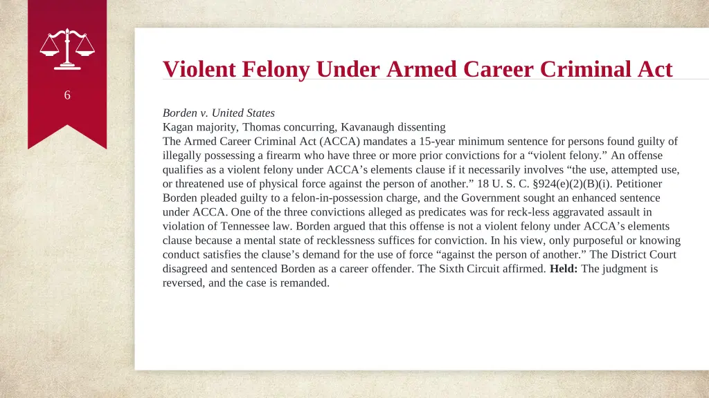 violent felony under armed career criminal act