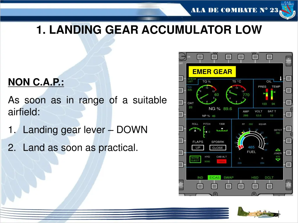 1 landing gear accumulator low 1