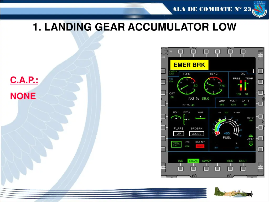 1 landing gear accumulator low