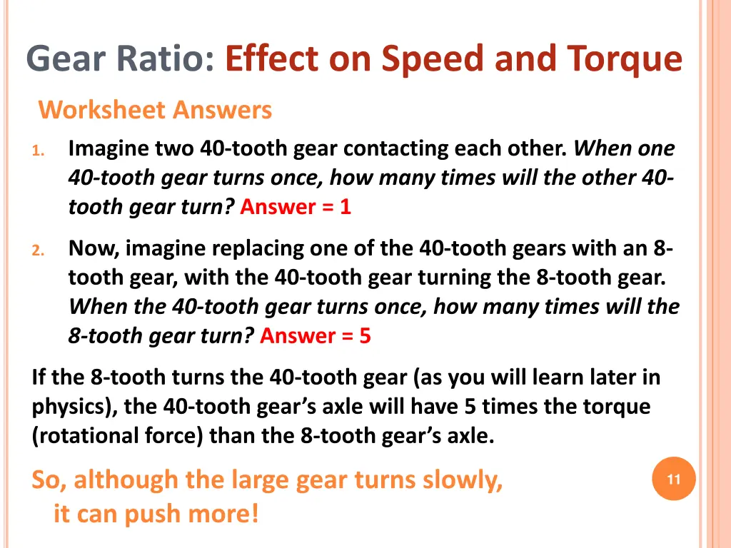 gear ratio effect on speed and torque 1