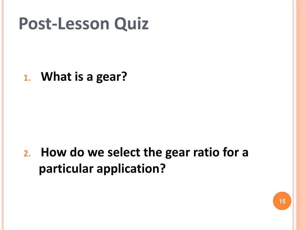 post lesson quiz