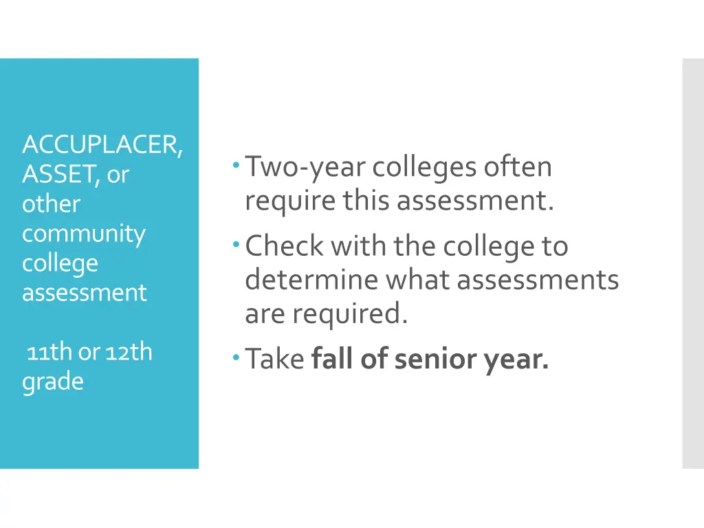 accuplacer asset or other community college