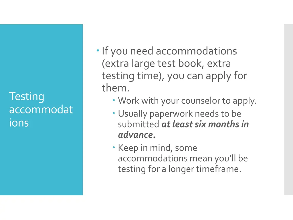 if you need accommodations extra large test book