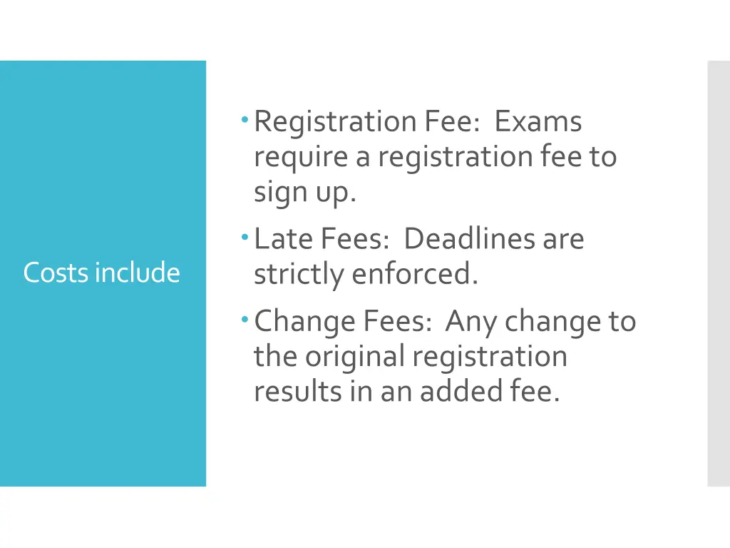 registration fee exams require a registration