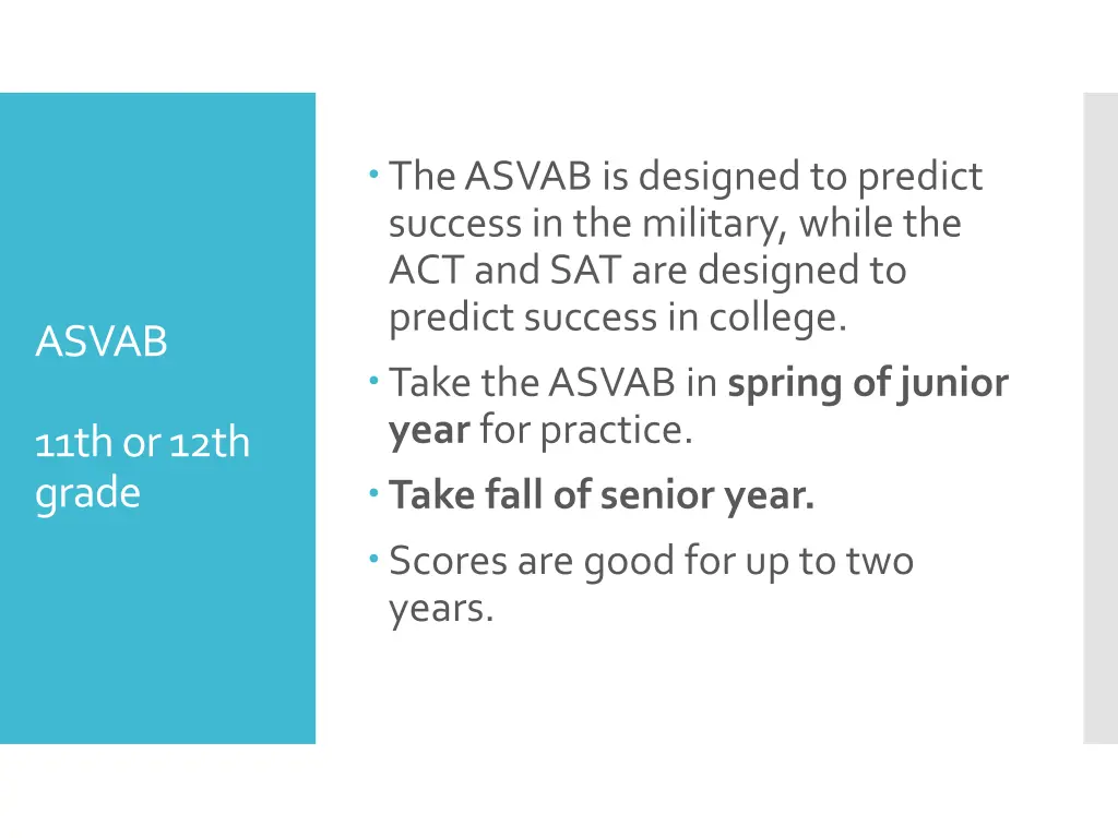 the asvab is designed to predict success