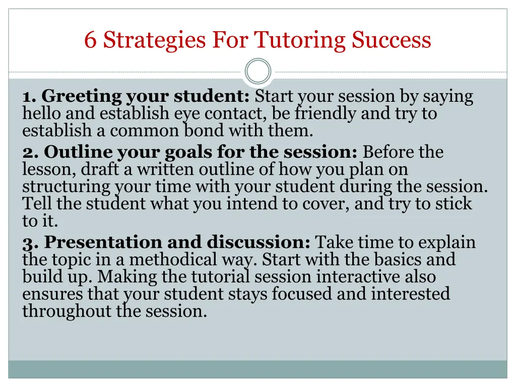 6 strategies for tutoring success