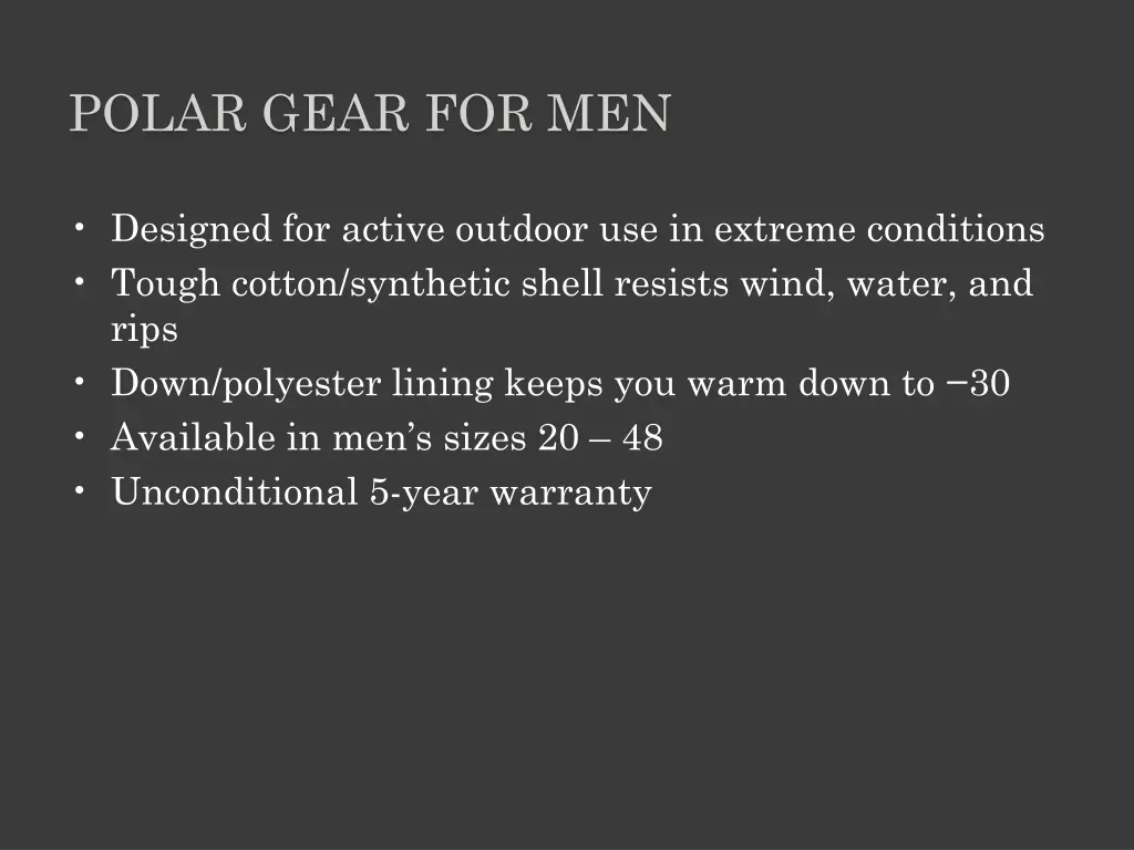 polar gear for men