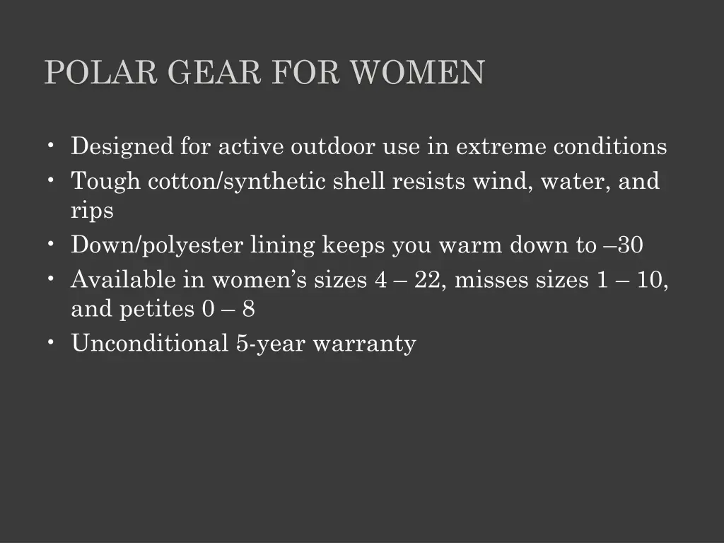 polar gear for women