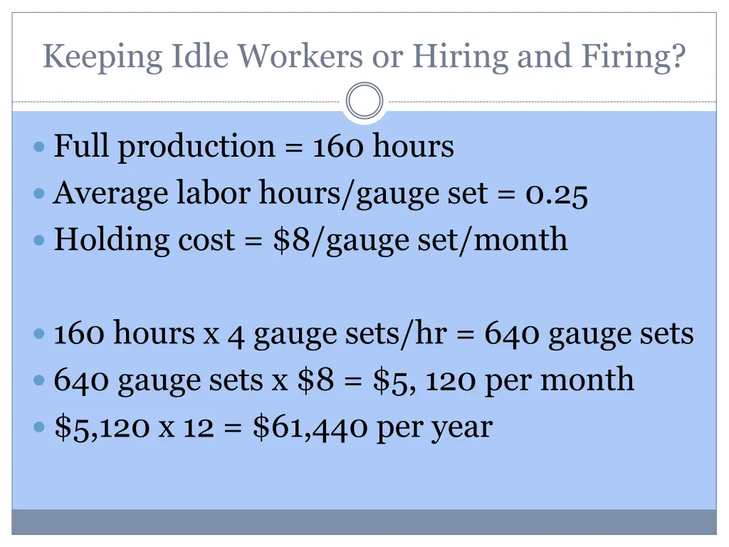 keeping idle workers or hiring and firing