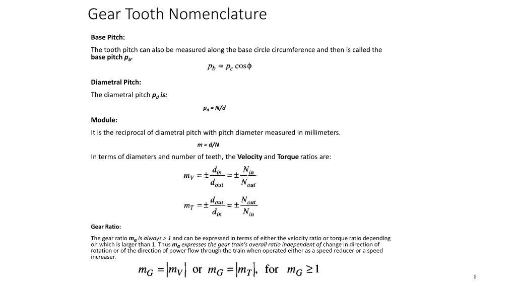 gear tooth nomenclature 1