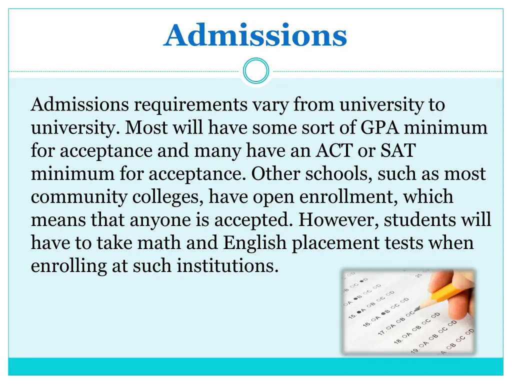 admissions