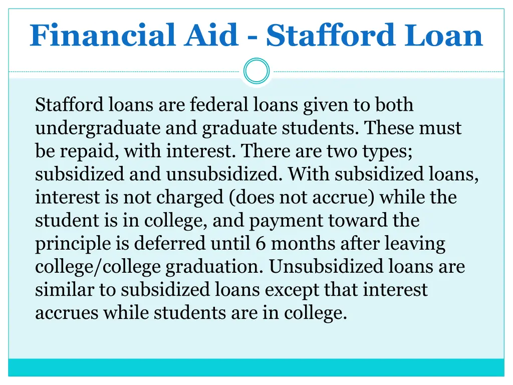 financial aid stafford loan