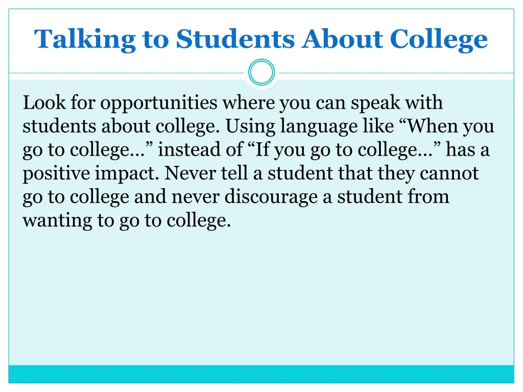 talking to students about college