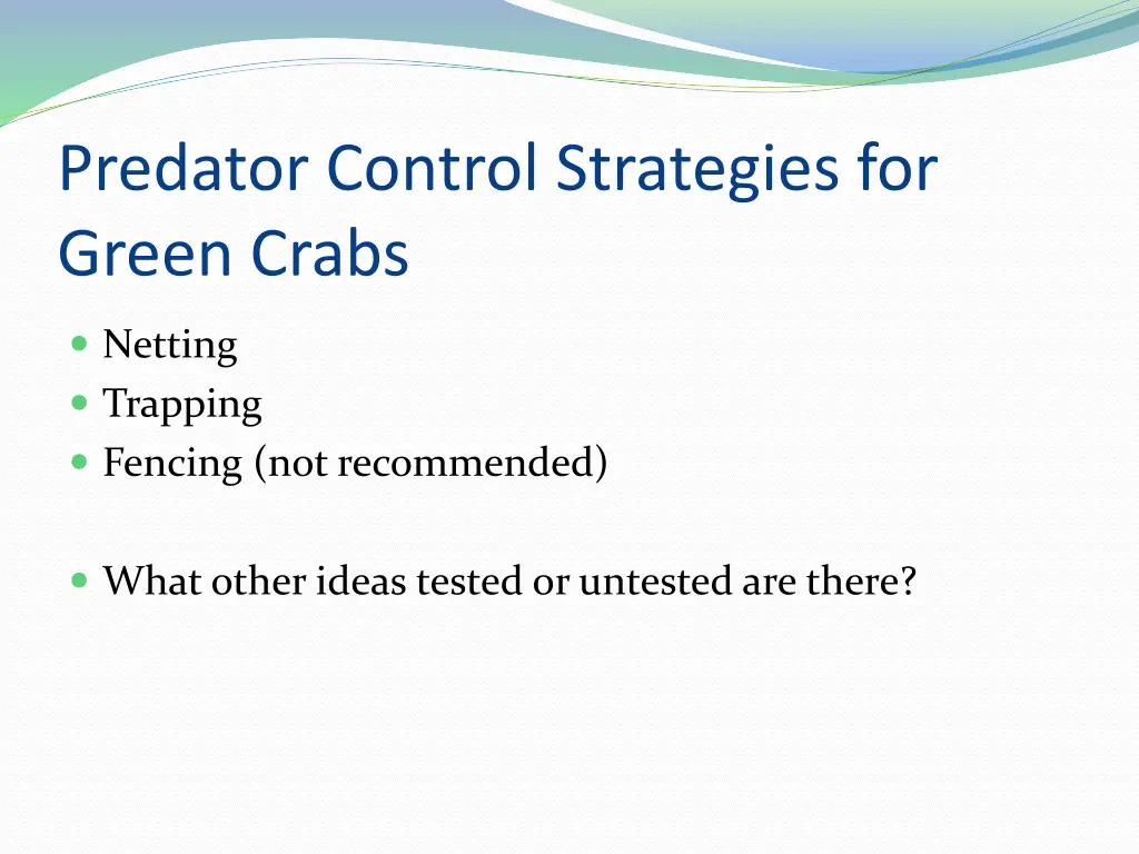 predator control strategies for green crabs