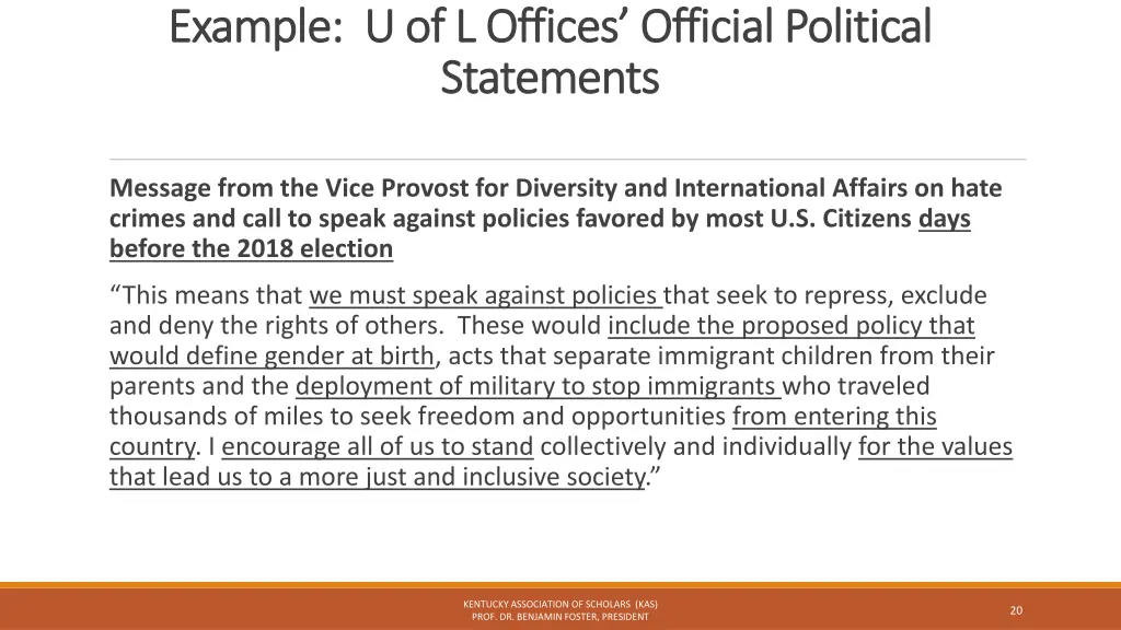 example u of l offices official political example