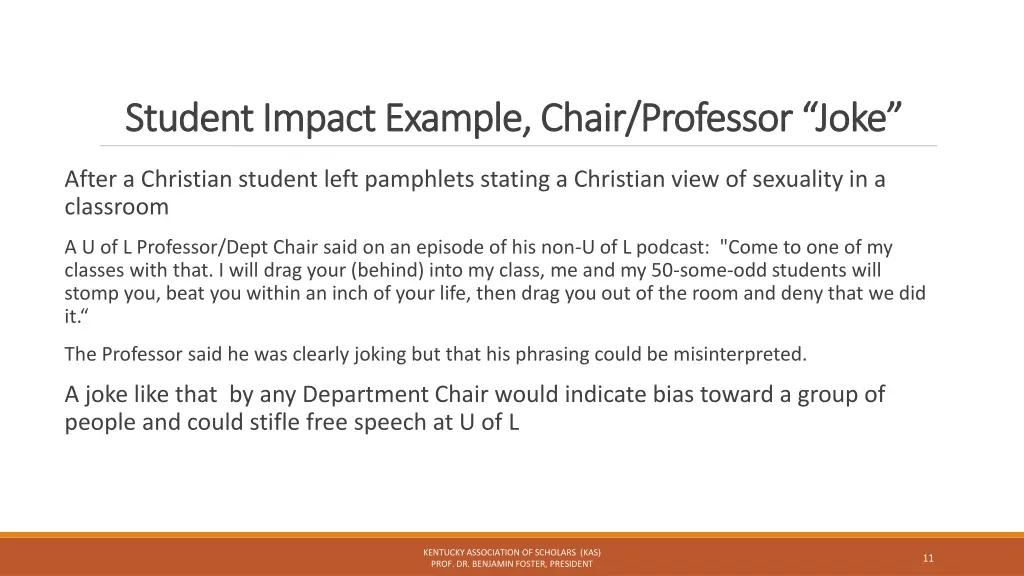 student impact example chair professor joke