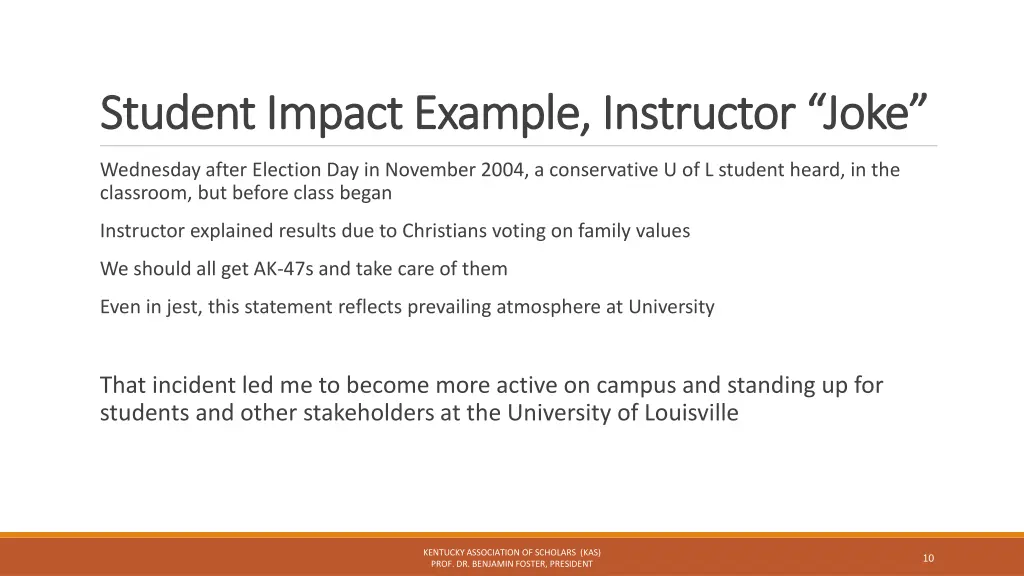 student impact example instructor joke student