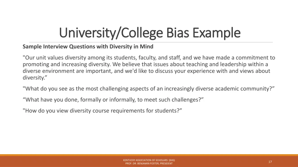 university college bias example university