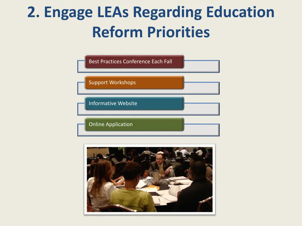 2 engage leas regarding education reform