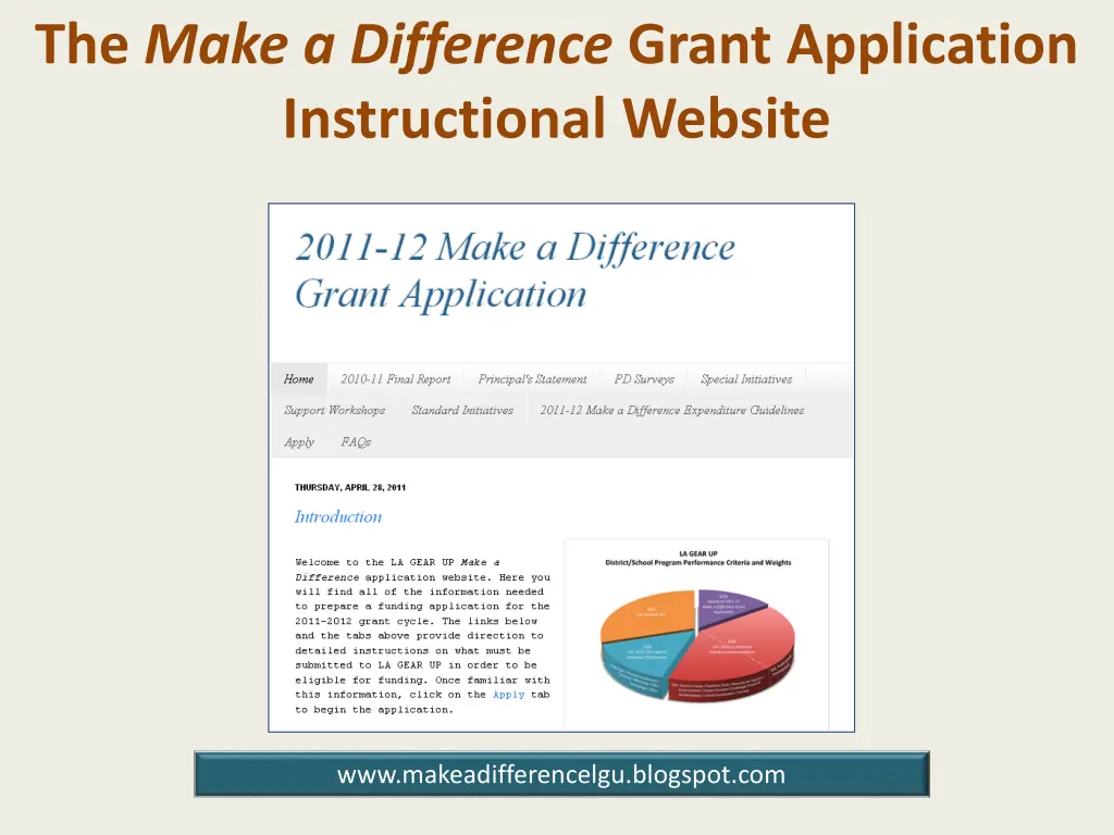 the make a difference grant application