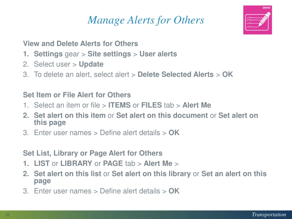 manage alerts for others