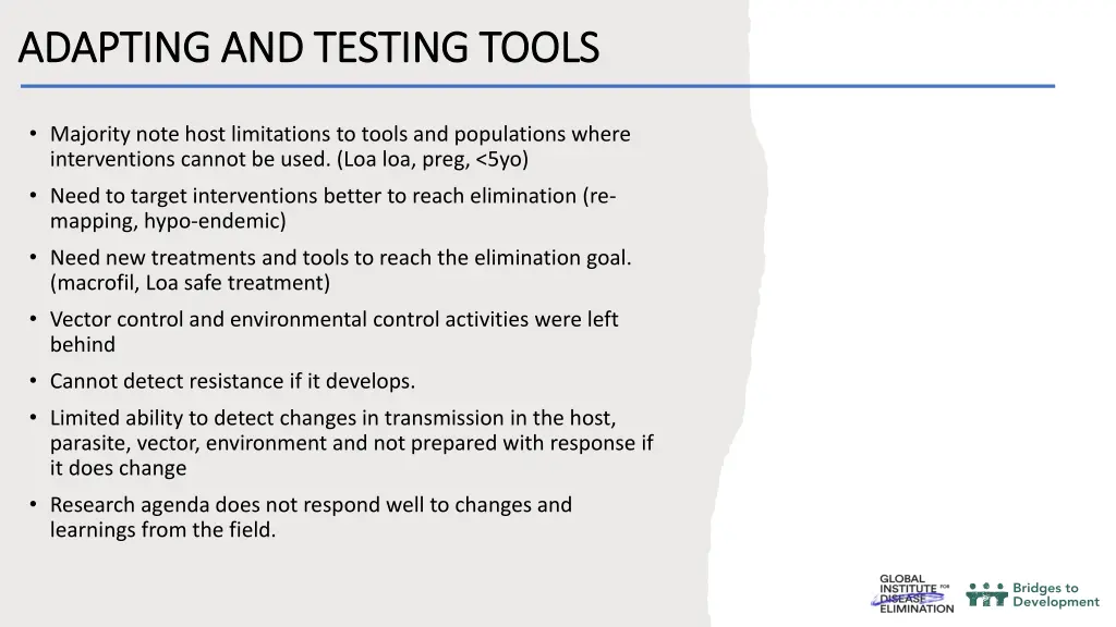 adapting and testing tools adapting and testing