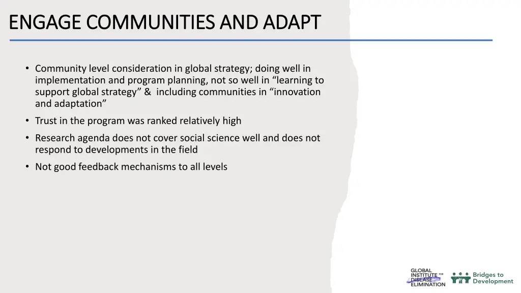 engage communities and adapt engage communities