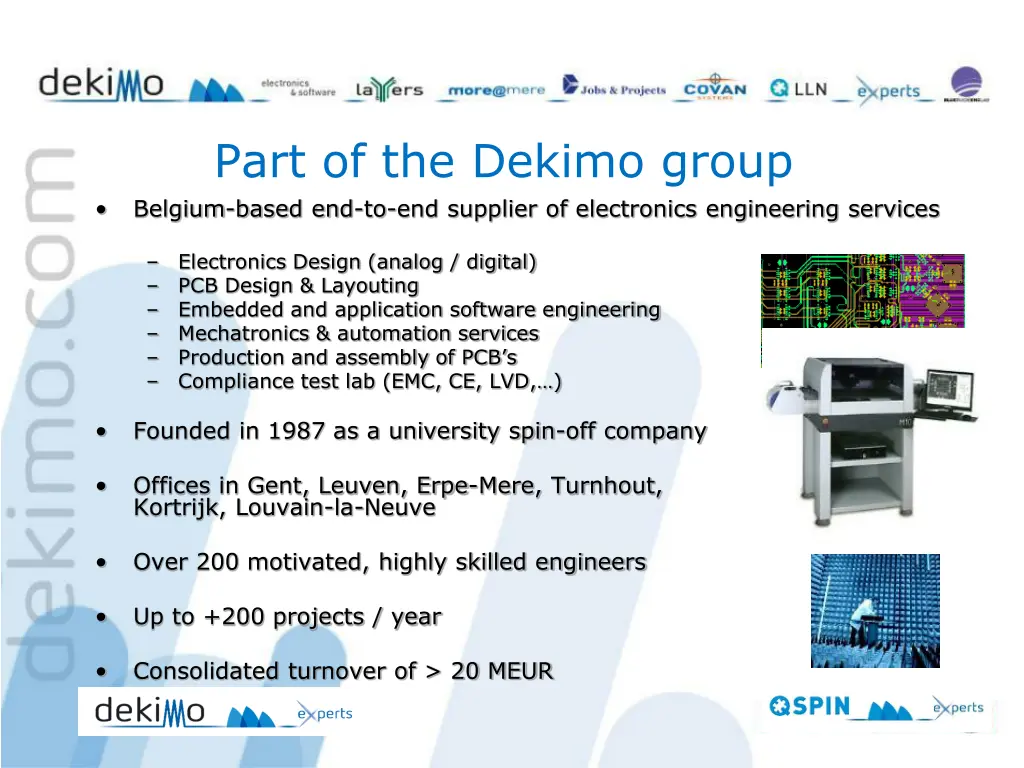 part of the dekimo group belgium based