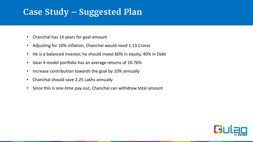 case study suggested plan