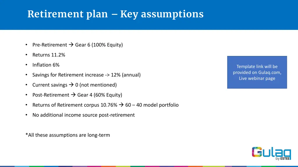 retirement plan key assumptions