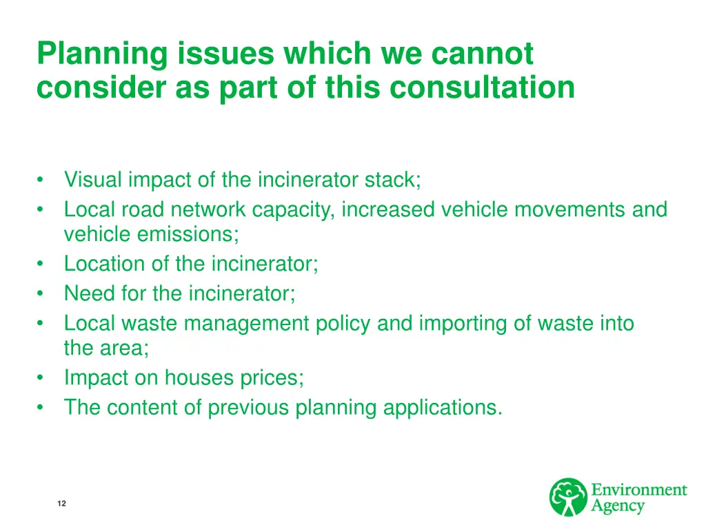 planning issues which we cannot consider as part