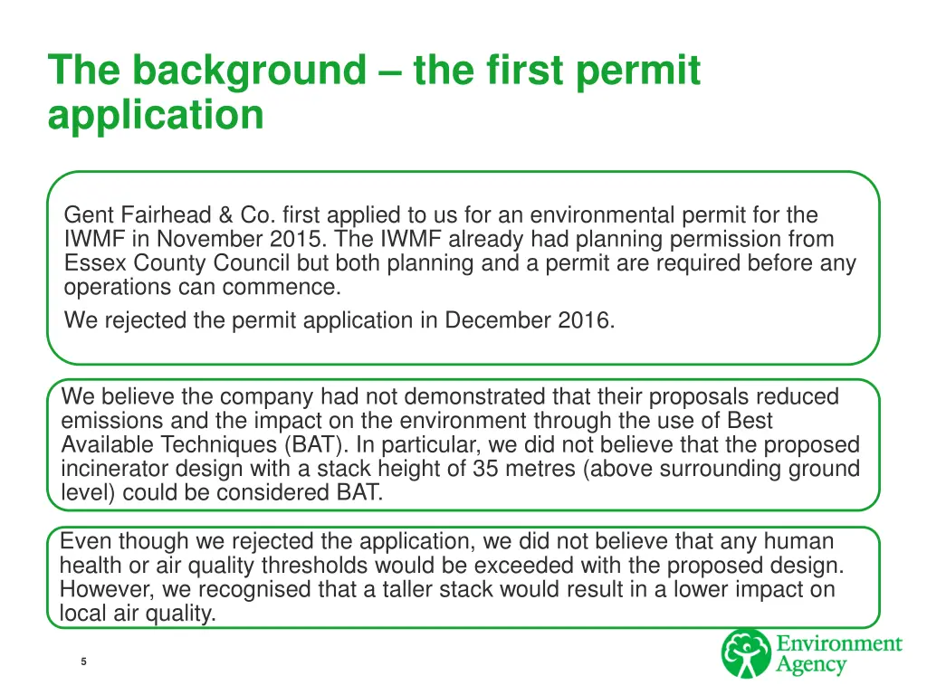 the background the first permit application