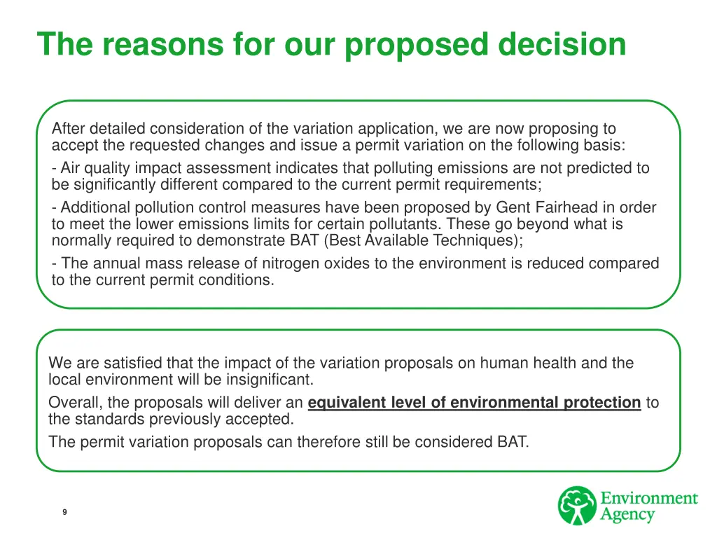 the reasons for our proposed decision